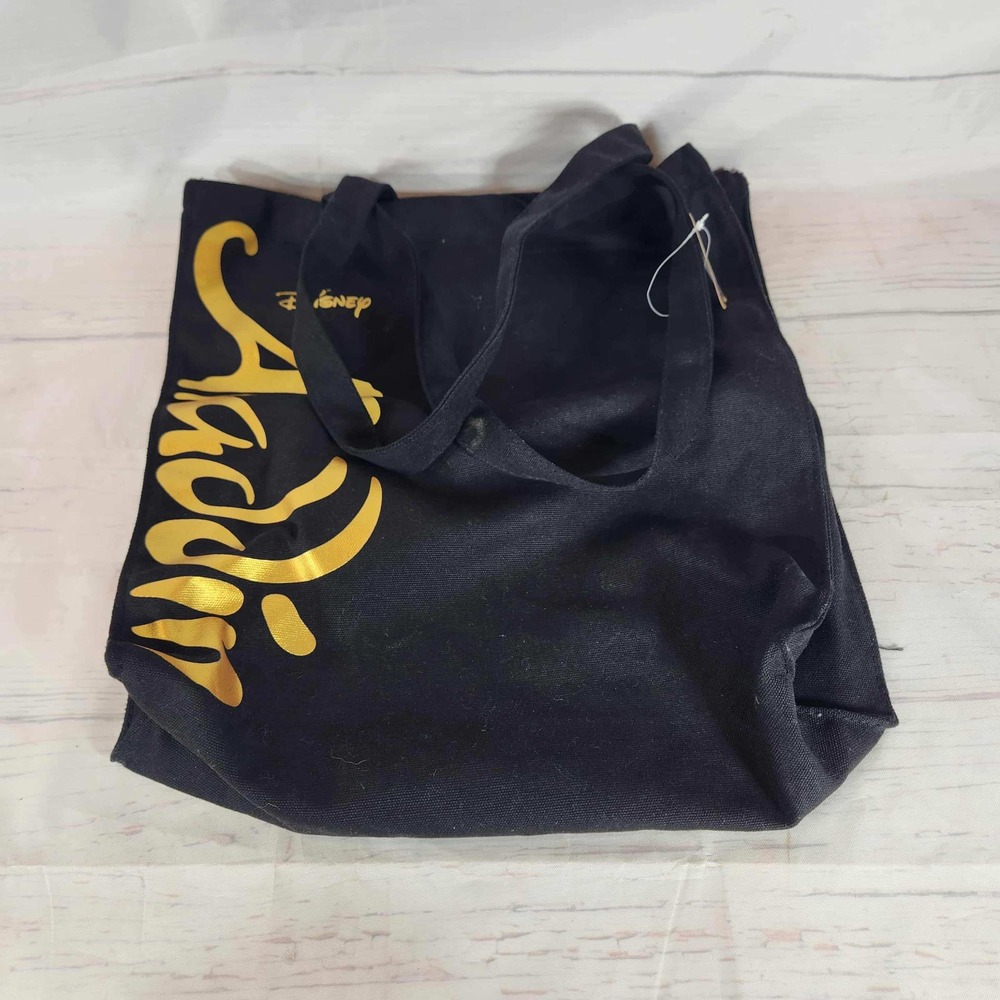 Disney Aladdin Graphic Tote Bag Genie Lamp Movie Merch‎ Black Gold